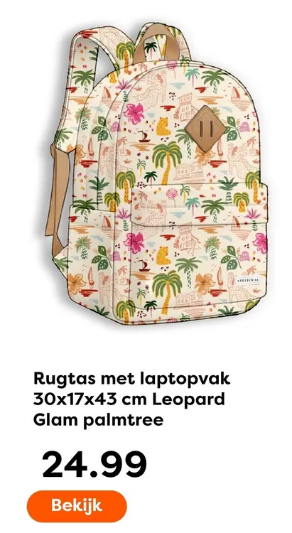Aanbieding: Rugtas met laptopvak Glam palmtree