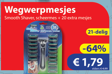 Aanbieding: Wegwerpmesjes Smooth Shaver, scheermes