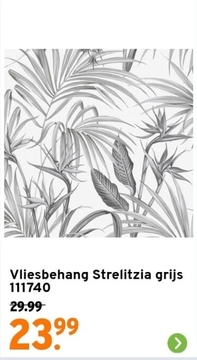 Aanbieding: Vliesbehang Strelitzia grijs 111740