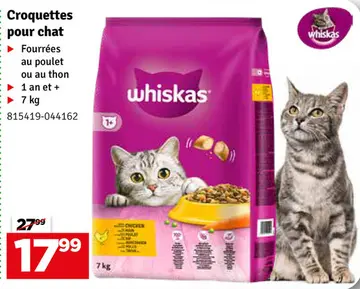 Offre: Sac de croquettes au poulet pour chat 7 kg WHISKAS