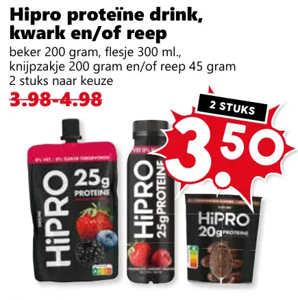 Aanbieding: Proteïne drink, kwark en/of reep
