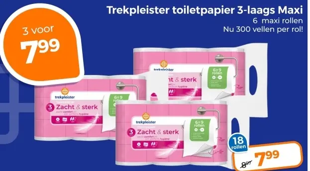 Aanbieding: Trekpleister toiletpapier 3-laags Maxi