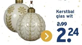 Aanbieding: Kerstbal glas wit