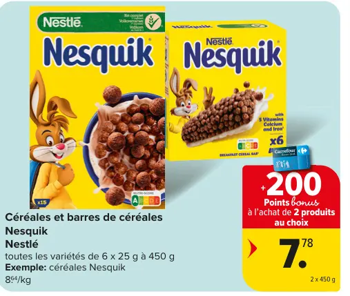 Offre: Céréales et barres de céréales Nesquik