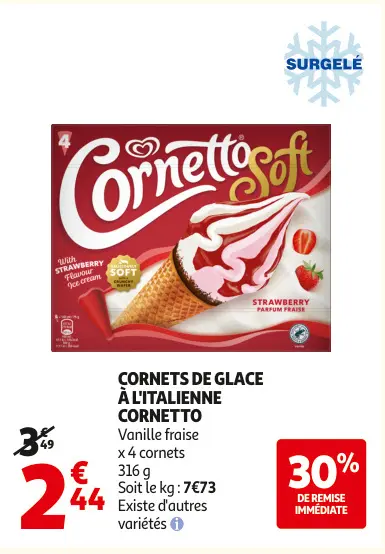Offre: Cornets de glace à l'italienne