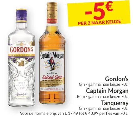 Promotie: Gordon's Gin, Captain Morgan Rum, Tanqueray Gin