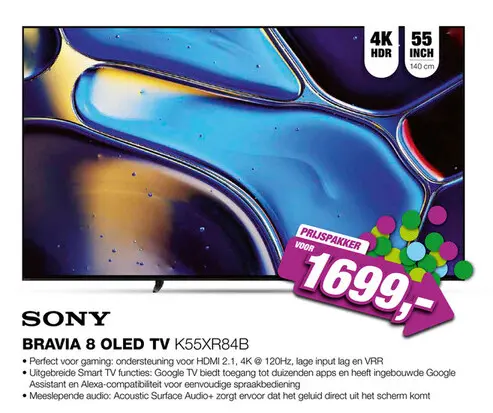 Aanbieding: Sony Bravia 8 K55XR84PAEP OLED 4K TV (2024)