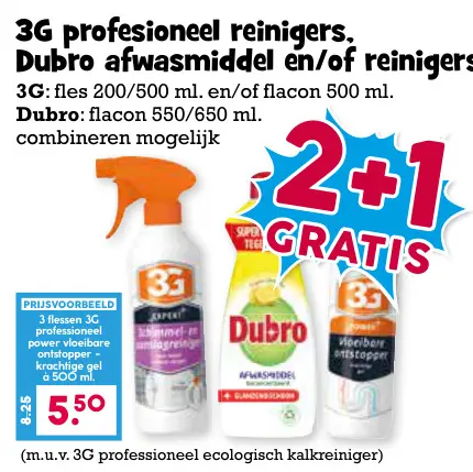 Aanbieding: 3G professioneel reinigers, Dubro afwasmiddel en/of reinigers
