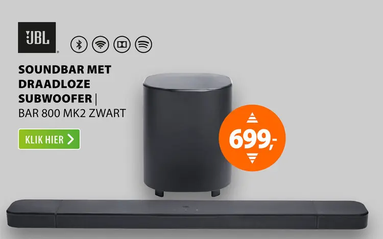 Aanbieding: Soundbar met draadloze subwoofer bar 800 mk2 