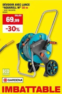 Offre: Gardena AquaRoll dévidoir sur roues avec tuyau d'arrosage 30m