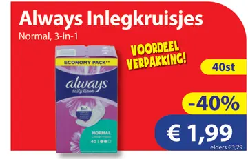 Aanbieding: Always Inlegkruisjes