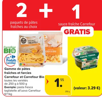 Offre: Gamme de pâtes fraîches et farcies Carrefour