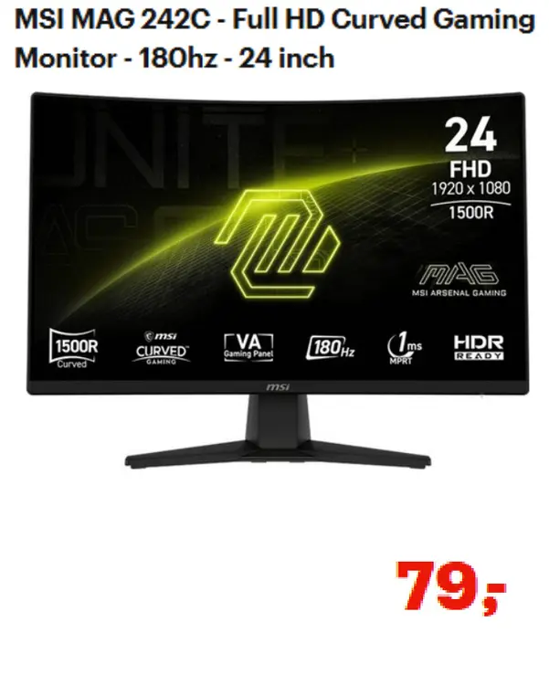 Aanbieding: MSI MAG 242C - Full HD Curved Gaming Monitor
