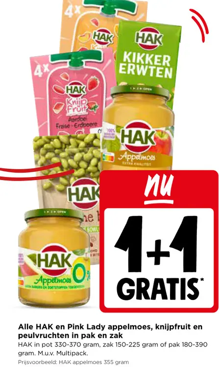 Promotie: Appelmoes, knijpfruit en peulvruchten in pak en zak