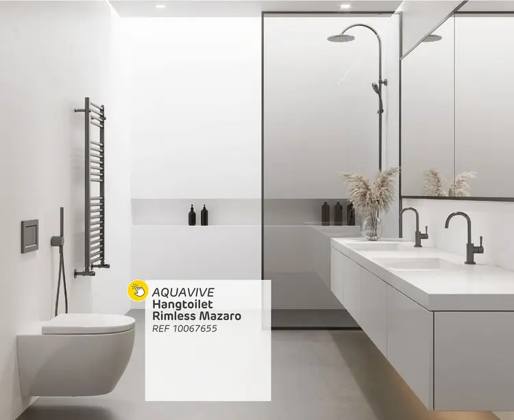 Promotie: Aquavive hangtoilet mazaro wit | soft-close toiletzitting | randloos toiletpot