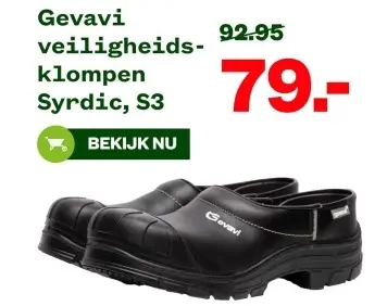 Aanbieding: Gevavi veiligheidsklompen Syrdic, S3