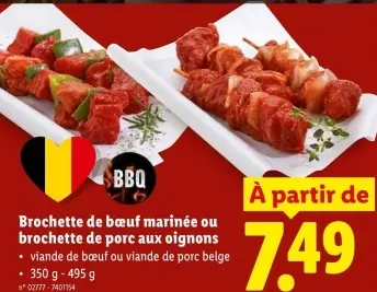 Offre: Brochette de bœuf marinée ou brochette de por