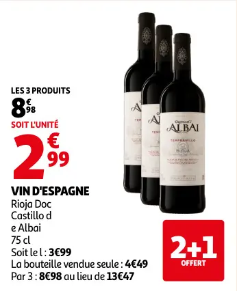 Offre: Castillo de Albai Vin d'Espagne Rioja Doc Castillo de Albai