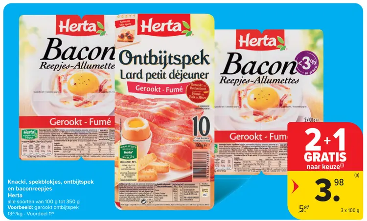 Promotie: Knacki, spekblokjes, ontbijtspek en baconreepjes