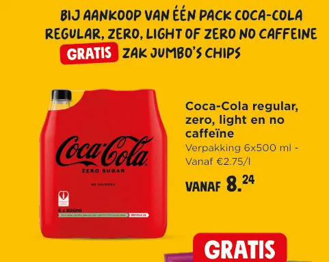Promotie: Coca-Cola regular, zero, light en no caffeïne