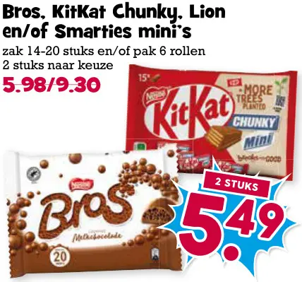 Aanbieding: Chunky, Lion en/of Smarties mini's