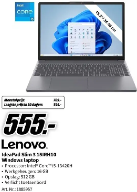 Aanbieding: IdeaPad Slim 3 15IRH10 Windows laptop