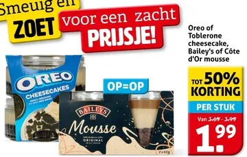 Aanbieding: Oreo of Toblerone cheesecake, Bailey's of Côte d'Or mousse