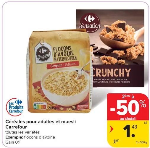 Offre: Céréales pour adultes et muesli