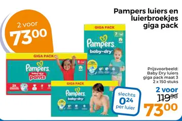 Aanbieding: Pampers luiers en luierbroekjes giga pack