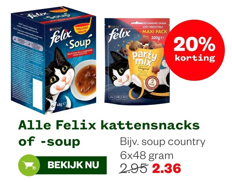 Aanbieding: Alle Felix kattensnacks of -soup