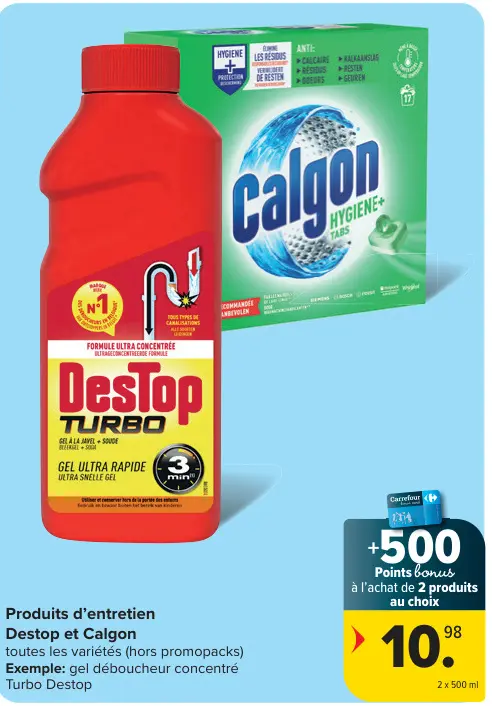 Offre: Produits d'entretien Destop et Calgon