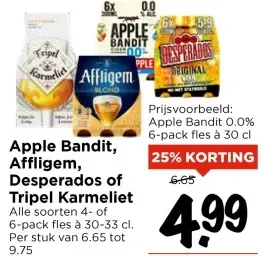 Aanbieding: Apple Bandit, Affligem, Desperados of Tripel Karmeliet