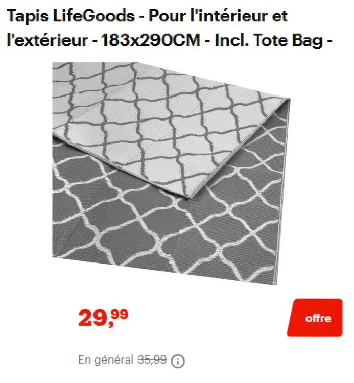 Offre: extérieur tapis