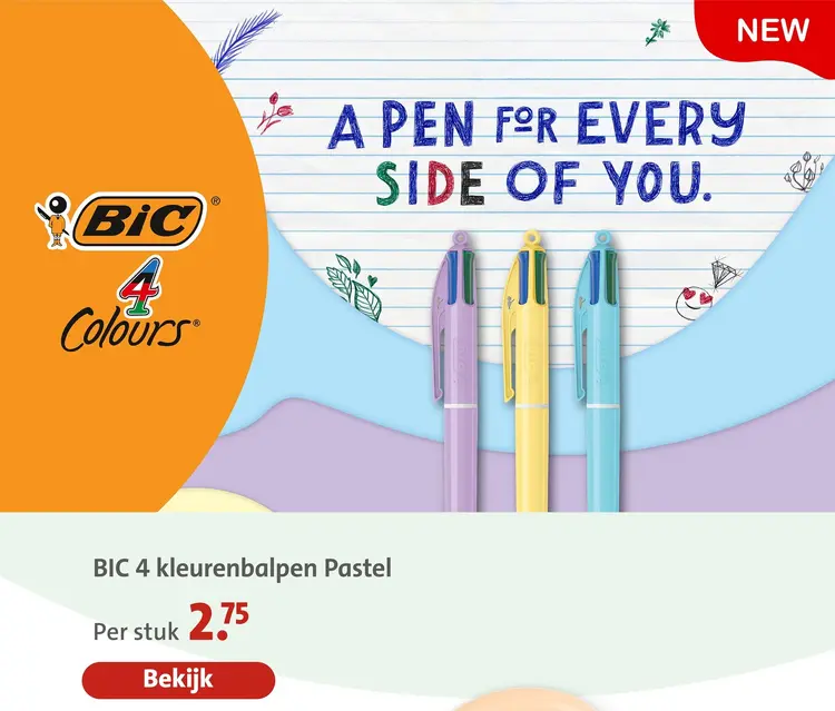 Aanbieding: 4 kleurenbalpen Pastel