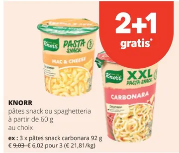Offre: pâtes snack ou spaghetteria