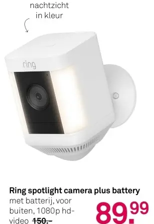 Aanbieding: Ring spotlight camera plus battery