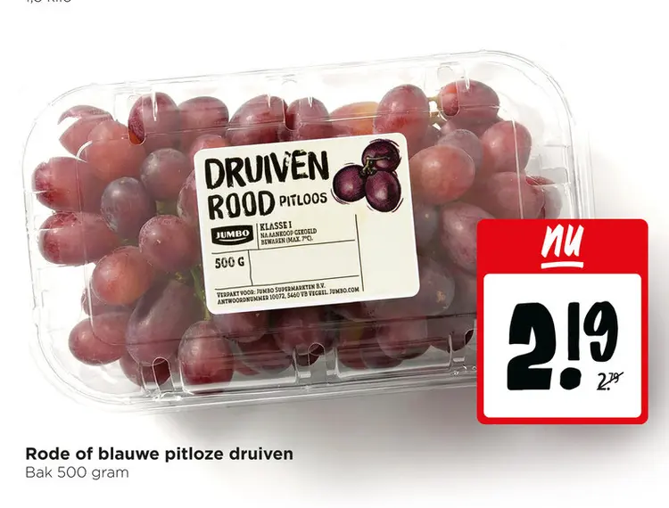 Aanbieding: Rode of blauwe pitloze druiven