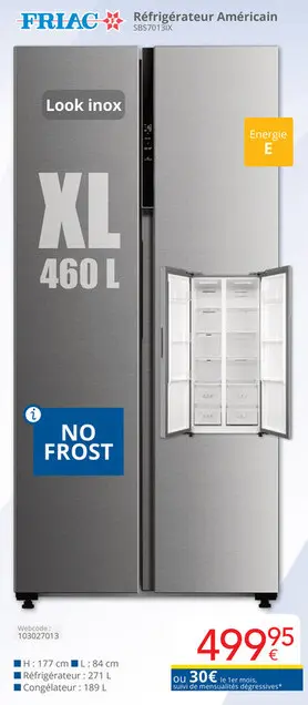 Offre: Réfrigérateur Américain SBS70131X