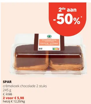 Aanbieding: crèmekoek chocolade 2 stuks