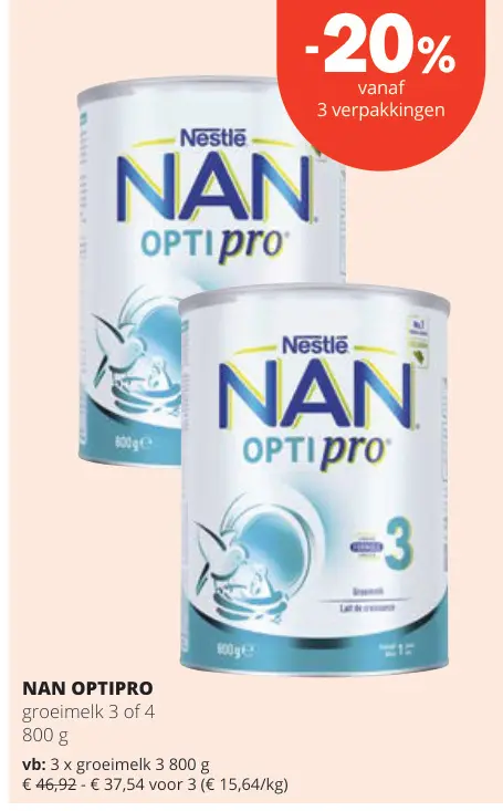 Promotie: NAN OPTIPRO groeimelk 3 of 4