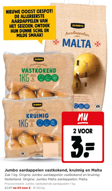Promotie: Jumbo aardappelen vastkokend, kruimig en Malta