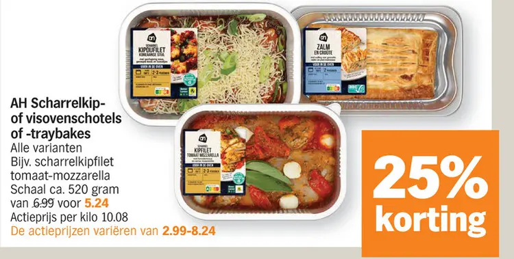 Promotie: Scharrelkip- of visovenschotels of -traybakes