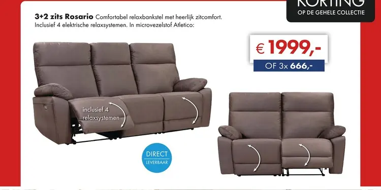 Aanbieding: Rosario 3+2 relaxbankstel