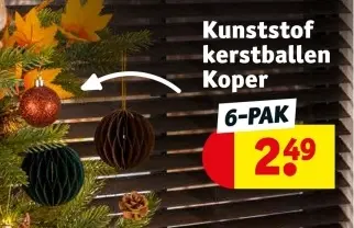 Aanbieding: Kunststof kerstballen Koper