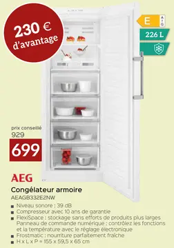 Offre: Congélateur armoire AEAGB332E2NW