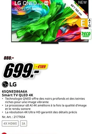 Offre: 65QNED86A6A Smart TV QLED 4K