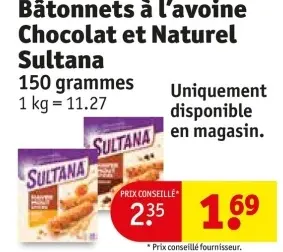 Offre: Bâtonnets à l'avoine Chocolat et Naturel