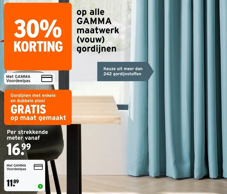 Aanbieding: Maatwerk (vouw) gordijnen