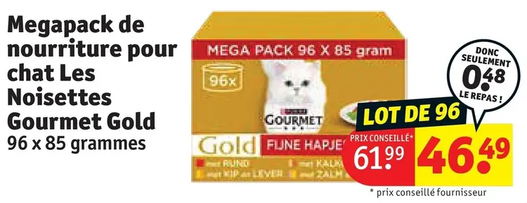 Offre: Megapack de nourriture pour chat Les Noisettes Gourmet Gold