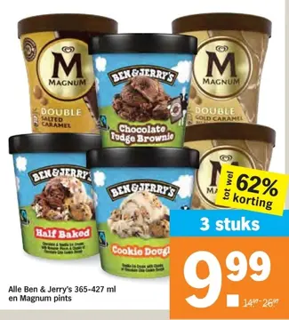 Aanbieding: Ben & Jerry's en Magnum pints